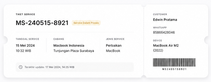 Lacak Status Service Anda